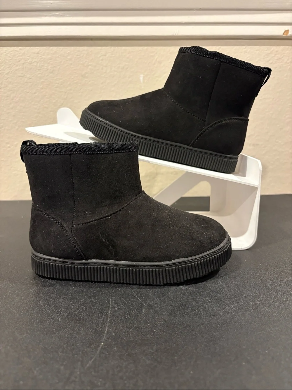 Cat & Jack Girls Arlo Zipper Shearling Style Black Boots Toddler Size 9 NWT